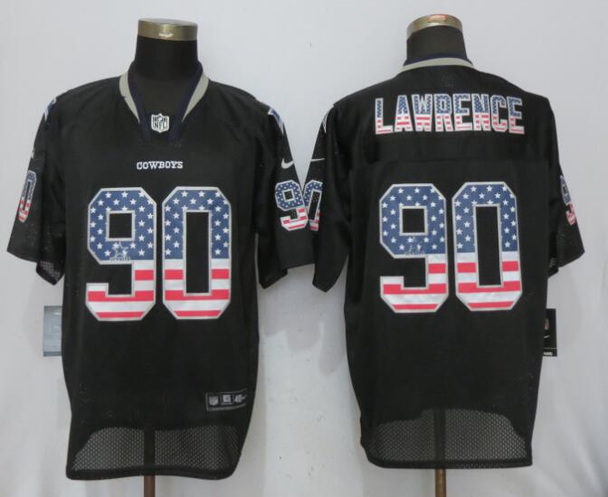 Men Dallas cowboys 90 Lawrence USA Flag Fashion Black Nike Elite NFL Jerseys